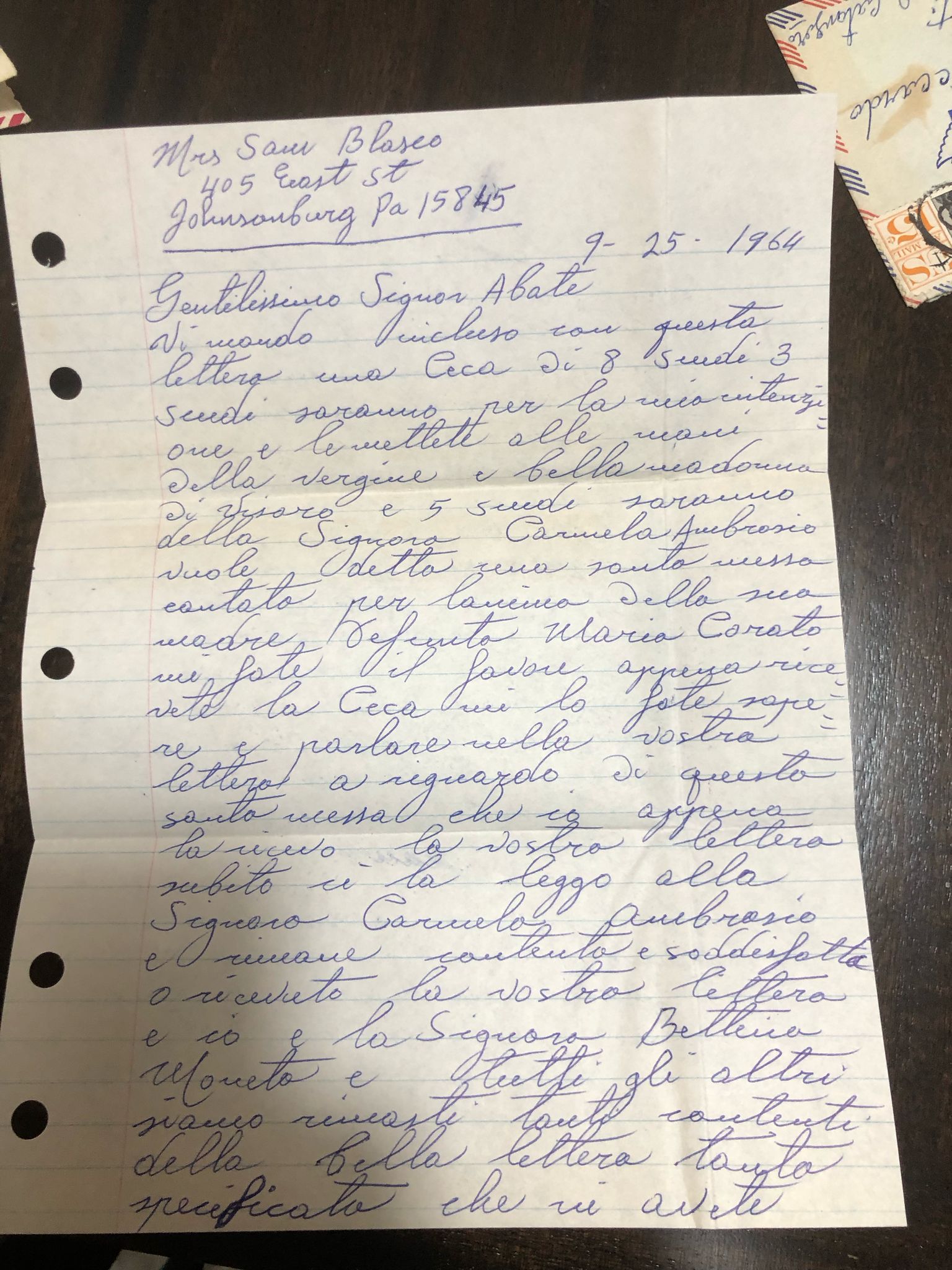 Lettera Raffaela Blasio