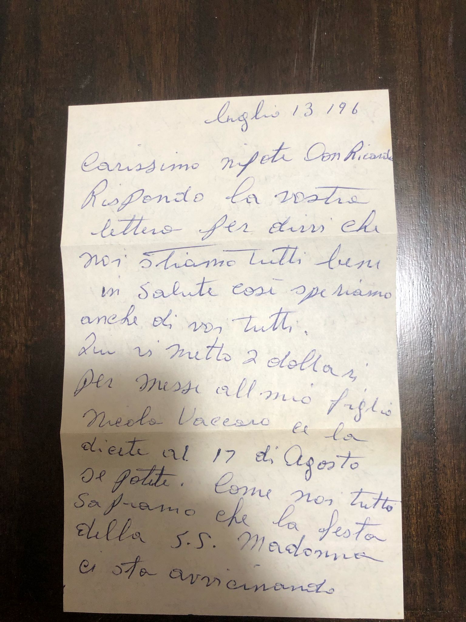Lettera Zia Angelina