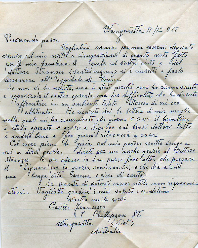 Lettera Francesco Caiello