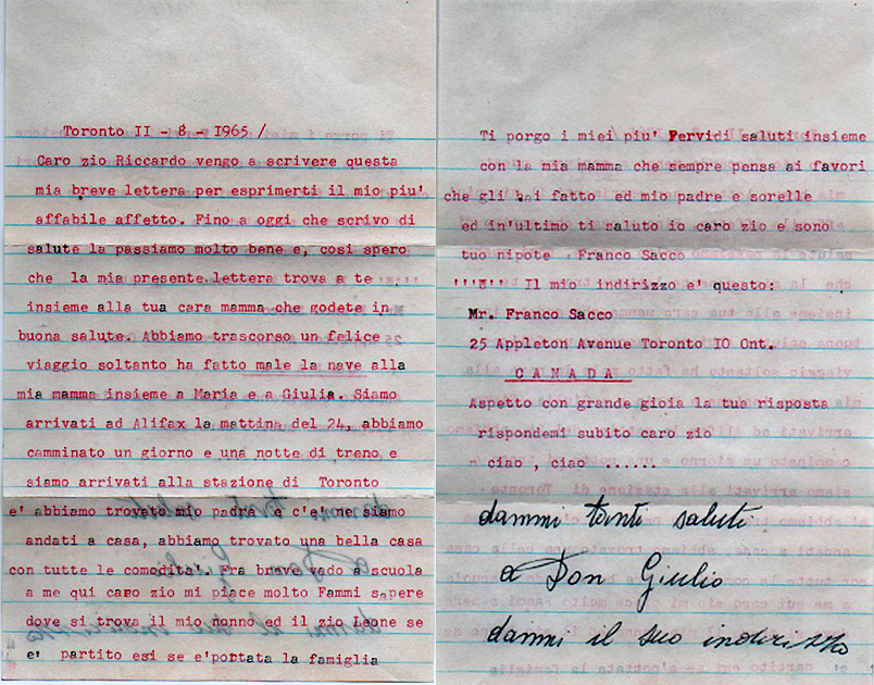 Lettera Franco Sacco