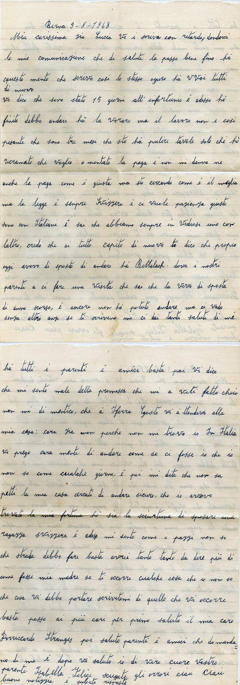 Lettera Isabella Felice