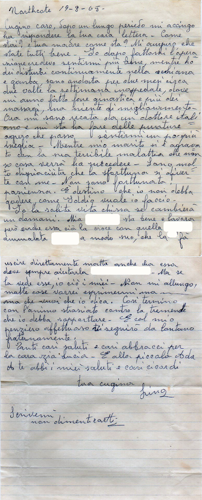 Lettera di Lina