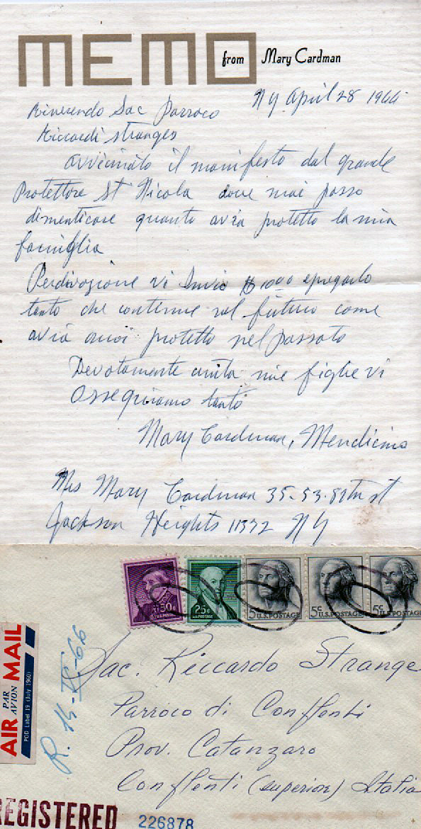 Lettera Mary Cardamone