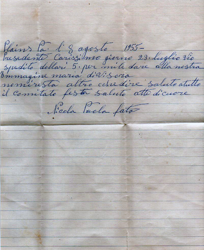 Lettera Nicola Paola
