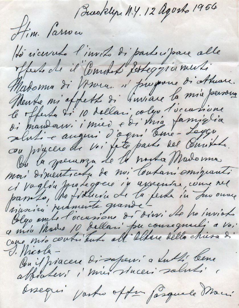 Lettera Pasquale Macrì