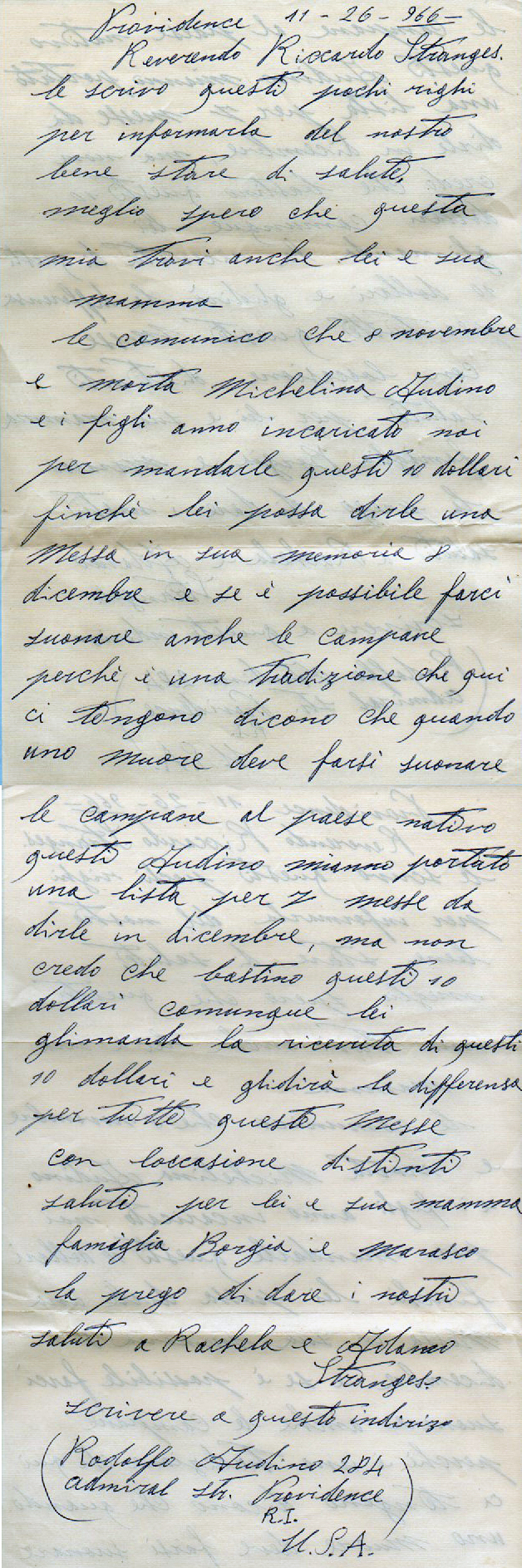 Lettera Rodolfo Audino