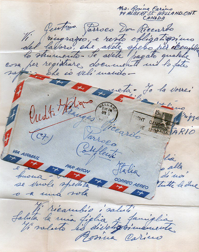 Lettera Rosina Carino