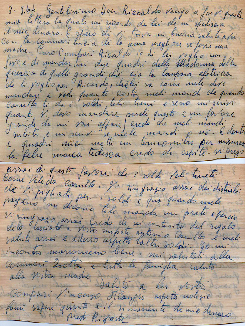 Lettera Stranges Vincenzo