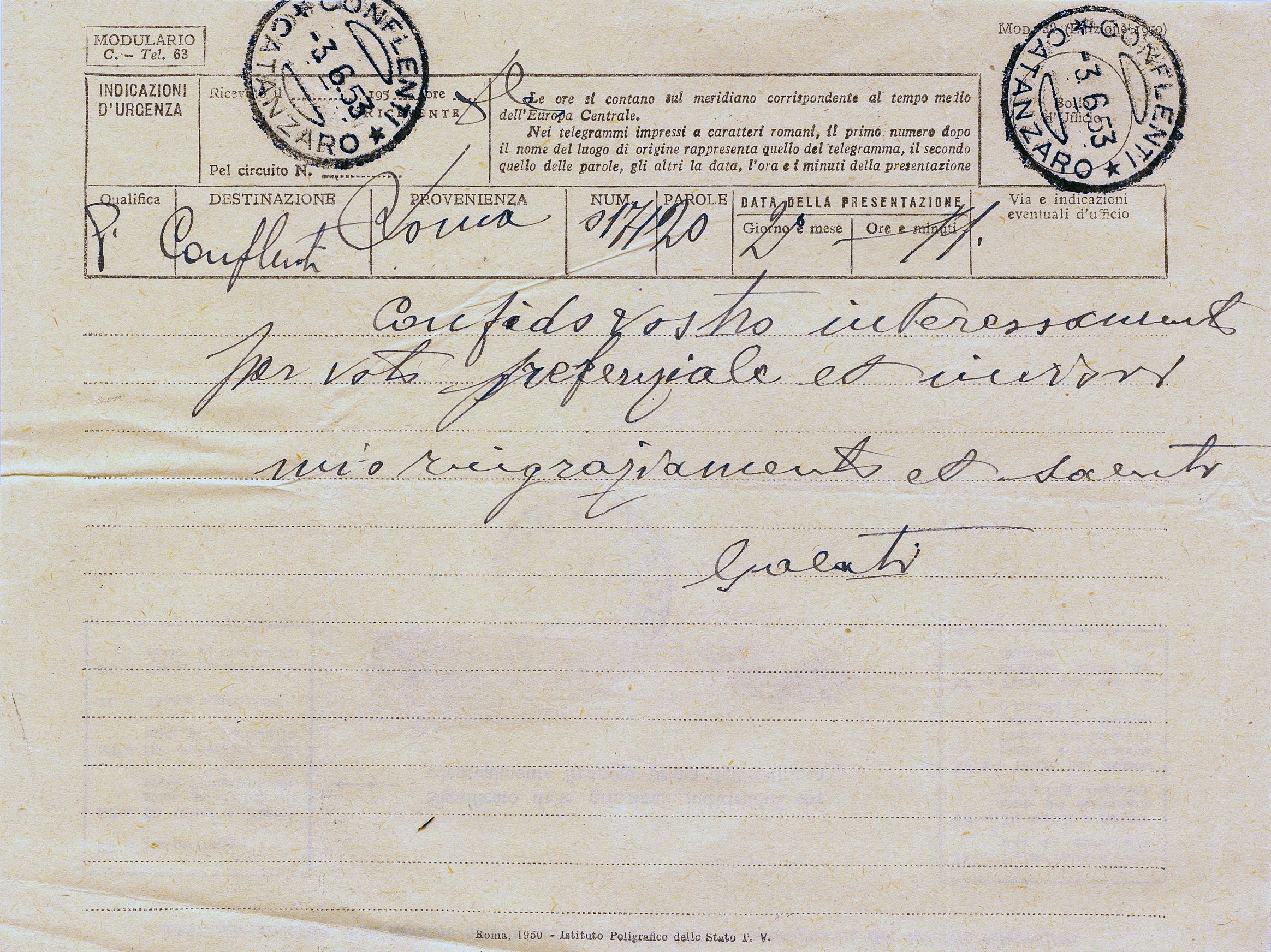 Telegramma Galati